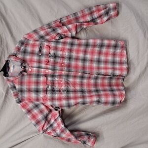 XL Columbia super bahama long sleeve summer red and white long sleeve button up